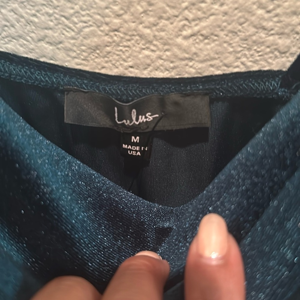 Lulus Dark green velvet dress - Picture 3 of 7
